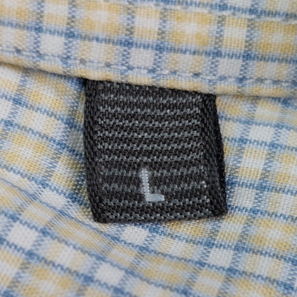 Canali Shirt Mens Size Large Yellow Blue Gingham Check Button Down Made In Italy - Picture 5 of 11